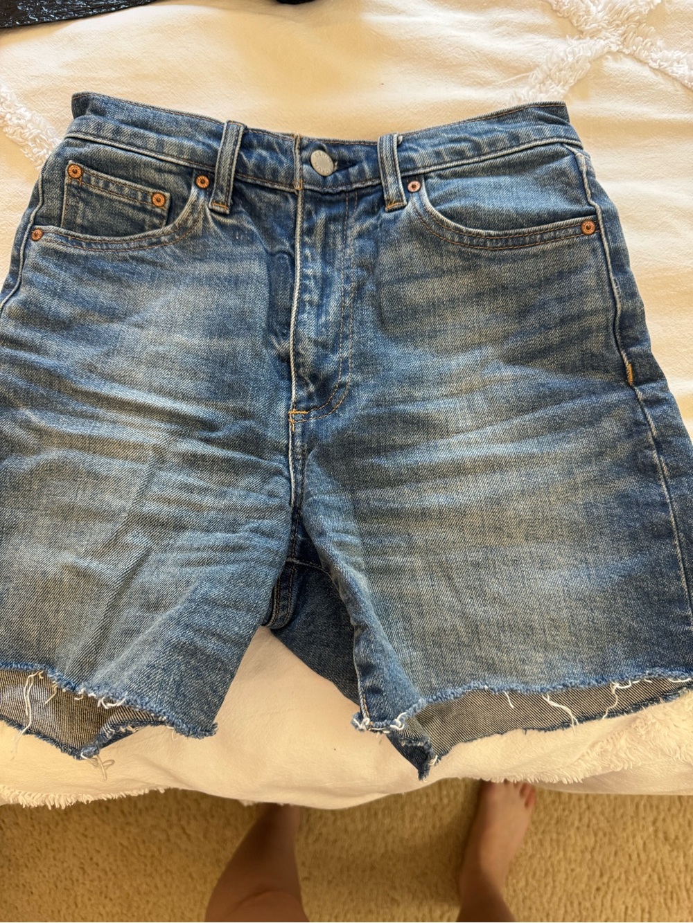 Denim Forum Distressed Blue Cutoff Denim Shorts
